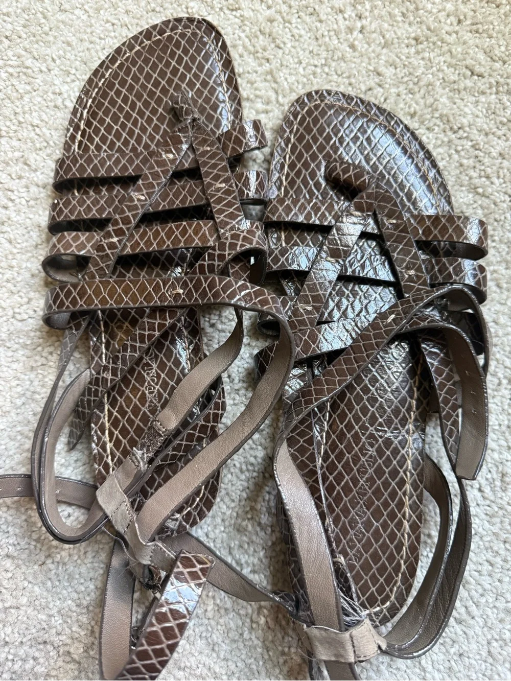 Banana Republic Brown Snake-Print Strappy Sandals